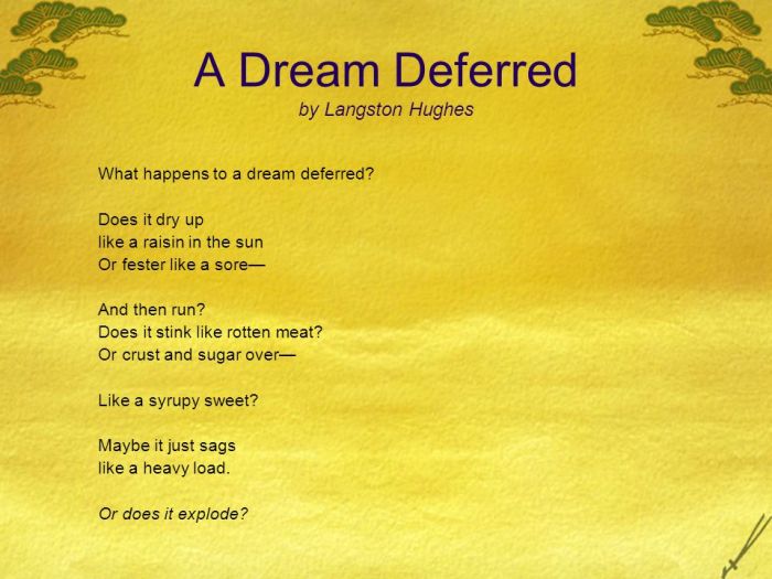 Deferred langston hughes dream poem reading