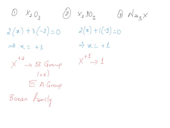 Enter the group number corresponding to x in x2o3