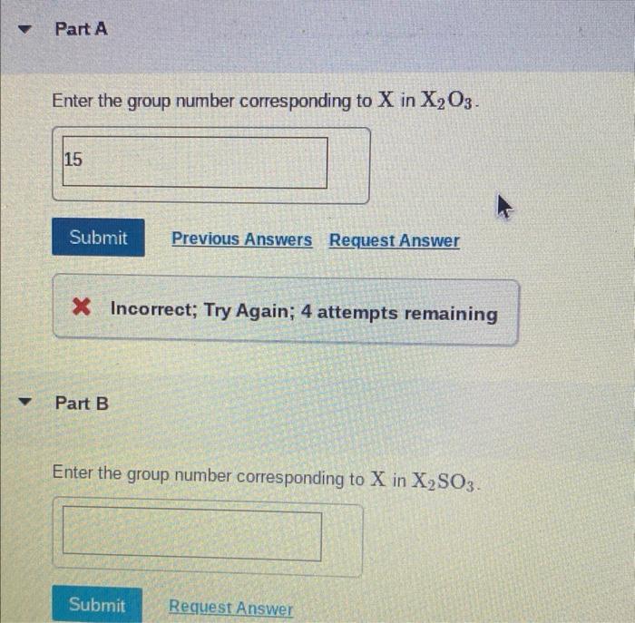 Enter the group number corresponding to x in x2o3