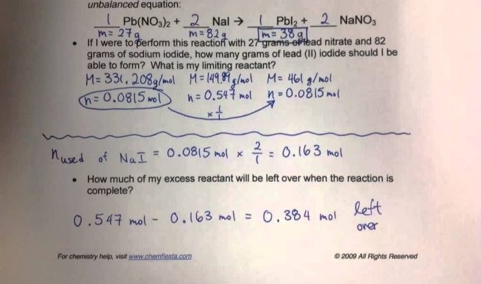 Limiting reactant and percent yield worksheet