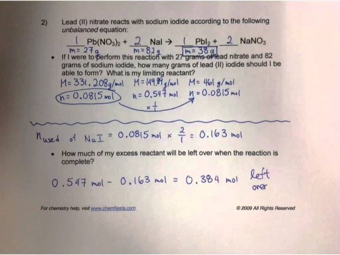 Limiting reactant and percent yield worksheet